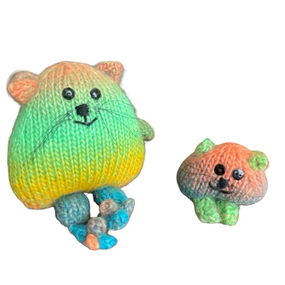 Handmade Cats‎ Rainbow Kitty Gift for Cat Lovers Stuffed Animals Knitted Toys